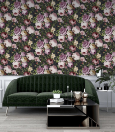 Arthouse behang Tapestry Floral Charcoal/Pink 297305