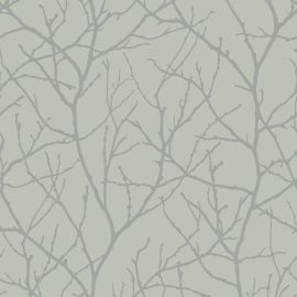 York Wallcoverings Modern Metals behang Metallic Trees Silhouette Eucalyptus Silver MD7124