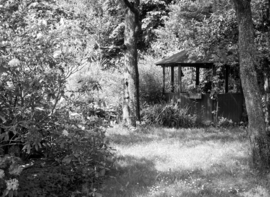 Papermoon Fotobehang Tuinhuisje Zwart-Wit