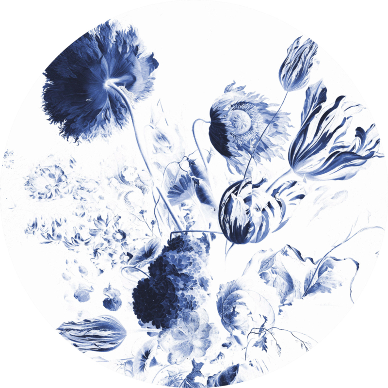 KEK Amsterdam Flora & Fauna behangcirkel Royal Blue Flowers CK-002