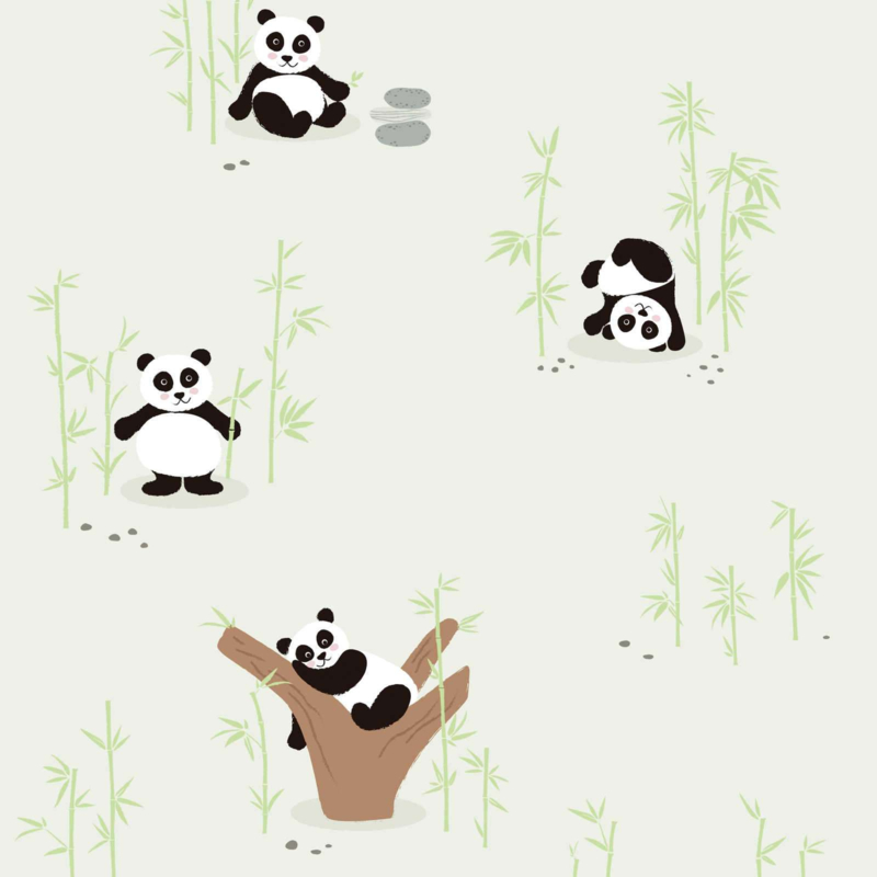 Creation Little Love groen panda behang 38142-1