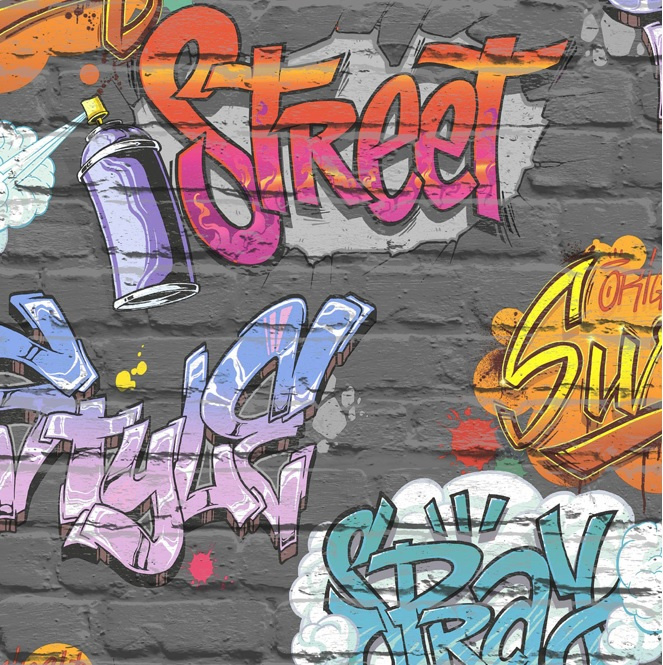 uitbarsting fantoom Spanning Dutch Wallcoverings Freestyle Graffiti behang L179-01
