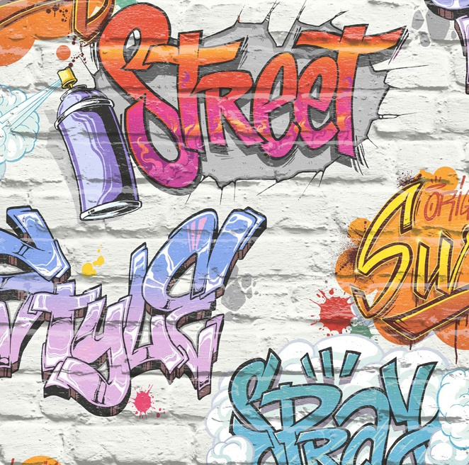 Mantsjoerije fabriek Thriller Graffiti behang online kopen en bestellen bij Behangwereld.nl