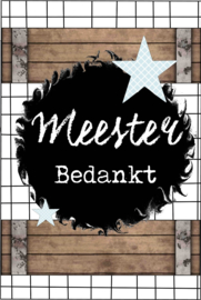 Ansichtkaart met tekst ''meester bedankt'' maat 10.5 bij 14.8.