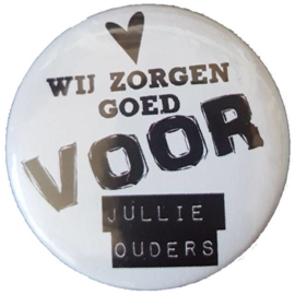 Spiegeltje met tekst '' Wij zorgen goed voor jullie ouders'' 56mm.