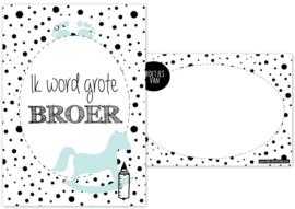 A6 kaart met tekst ''Ik word grote broer''.