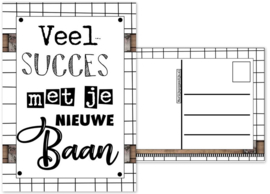 Kaart met tekst ''Veel succes met je nieuwe baan''.