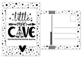 Kaart A6 met tekst ''Little man cave .''. 10.5 bij 14.8