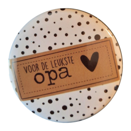 Opa opener met tekst ''Voor de leukste opa'' 56mm.