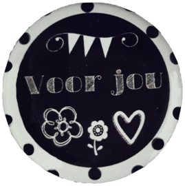 Spiegeltje met tekst ''Voor jou'' 56 mm.