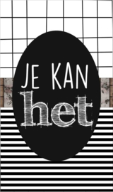 Klein bedank kaartje met tekst ''Je kan het'' 5 bij 8.5 cm.