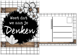 Kaart met tekst ''Weet dat we aan je denken''.