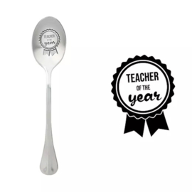 Lepel met tekst. ''Teacher of the year''.