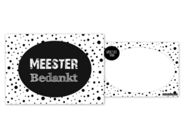 Ansichtkaart met tekst ''meester bedankt'' maat 10.5 bij 14.8.