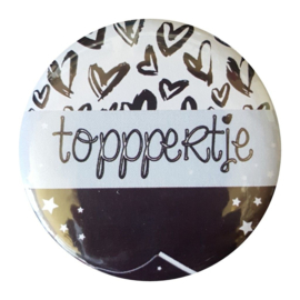 Button spiegel met tekst ''Toppertje'' 56mm.