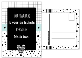 A6 kaart met tekst ''Dit kaartje is voor de leukste persoon die ik ken.. A6 kaart met tekst ''Dit kaartje is voor