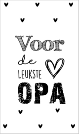 Kaartje met tekst ''Voor de leukste opa'' 5 bij 8.5 cm.