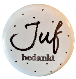 Spiegeltje met tekst ''Juf bedankt''. 56mm.