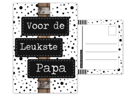 Kaart A6 met tekst ''voor de leukste papa.''. 10.5 bij 14.8