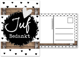 Juf ansichtkaart met tekst ''bedankt juf'' maat  10.5 bij  14.8.