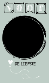 Klein bedank kaartje met tekst ''voor de liefste'' 5 bij 8.5 cm. groen zwart.