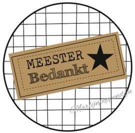 Sticker met tekst ''Meester bedankt'' 6 cm gerui.