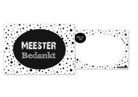 Kaart met tekst ''meester bedankt'' maat 10.5 bij 14.8.