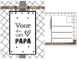 Kaart A6 met tekst ''Voor de  leukste papa''.