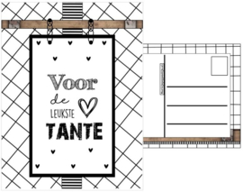 Kaart A6 met tekst ''Voor de leukste tante''.