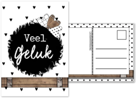 Kaart met tekst ''Veel geluk''.