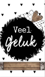 Kaartje met tekst ''Veel geluk'' 5 bij 8.5 cm.