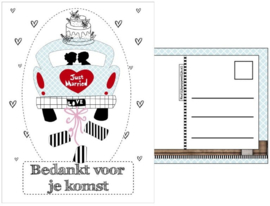 kaart met tekst ''Bedankt voor je komst''