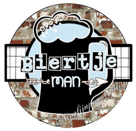 Button opener met tekst '' Biertje man'' 56 mm.