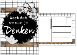 Kaart met tekst ''Weet dat we aan je denken''.