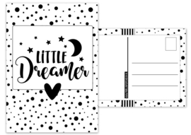 Kaart A6 met tekst ''Little dreamer .''. 10.5 bij 14.8