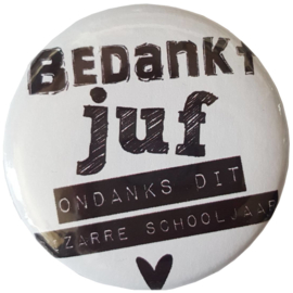 Spiegeltje met tekst '' Bedankt juf ondanks dit bizarre schooljaar'' 56 mm.