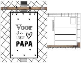 Kaart A6 met tekst ''Voor de leukste papa''.