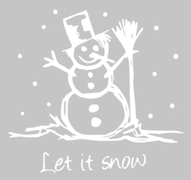 Muur/glas/hout  sticker sneeuwpop wit  30 bij 30