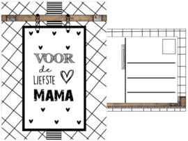 Kaart A6 met tekst ''Voor de liefste mama''.