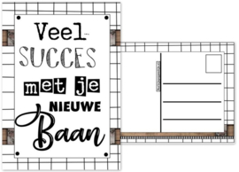 Kaart met tekst ''Veel succes met je nieuwe baan''.