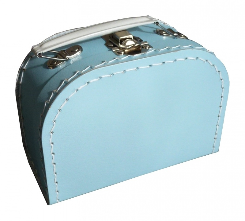Koffertje licht blauw 16 cm