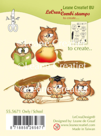 LeCreaDesign® combi clear stamp Owly / School 55.5671