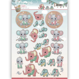3D-Knipvel - Yvonne Creations - Welcome Baby - Little Elephants CD11115