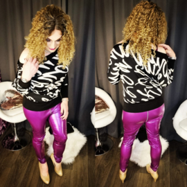 Refelective fuchsia lak broek