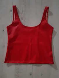 Imitatie leren top in rood, maat S/M