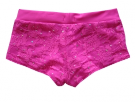 Hotpants roze van kant