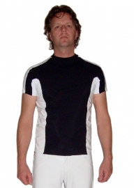 Zwart lycra heren shirt met wit lak