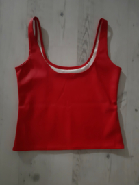 Imitatie leren top in rood, maat S/M