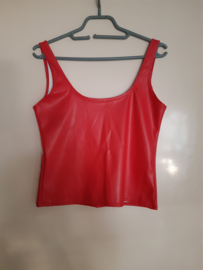 Imitatie leren top in rood, maat S/M