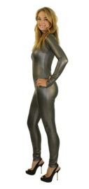 Leren catsuit metal grey